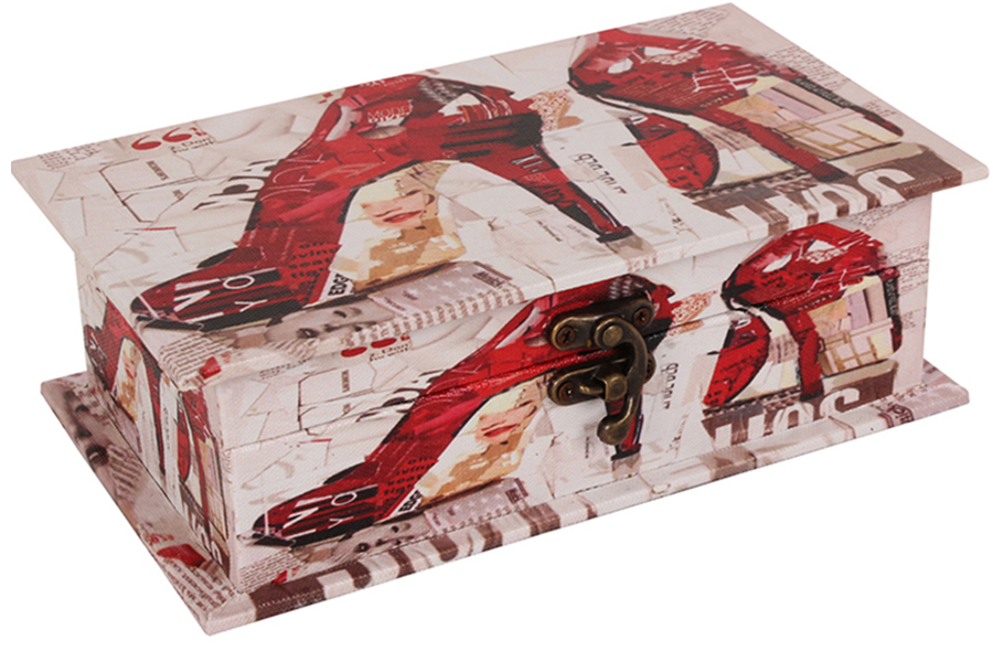 Keskor Κουτί αποθήκευσης ξύλινο με επένδυση PU 20Χ11,5Χ6,5 εκ. σχ. SHOES 5166623-1