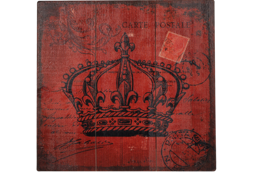 Keskor Πίνακας τοίχου ξύλινος 40Χ40 εκ. σχ. VINTAGE CROWN RED 51056-2