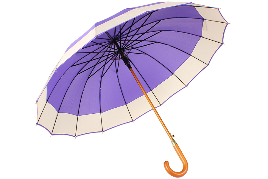 Keskor Ομπρέλα βροχής αυτόματη με ξύλινο μπαστούνι και 16 ακτίνες Φ110Χ94 εκ. χρ. μωβ 0066-1 720066-1