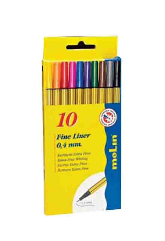 Molin Molin μαρκαδόροι fine liner 10 χρώματα 0,4mm 29841---ΕΔ-2