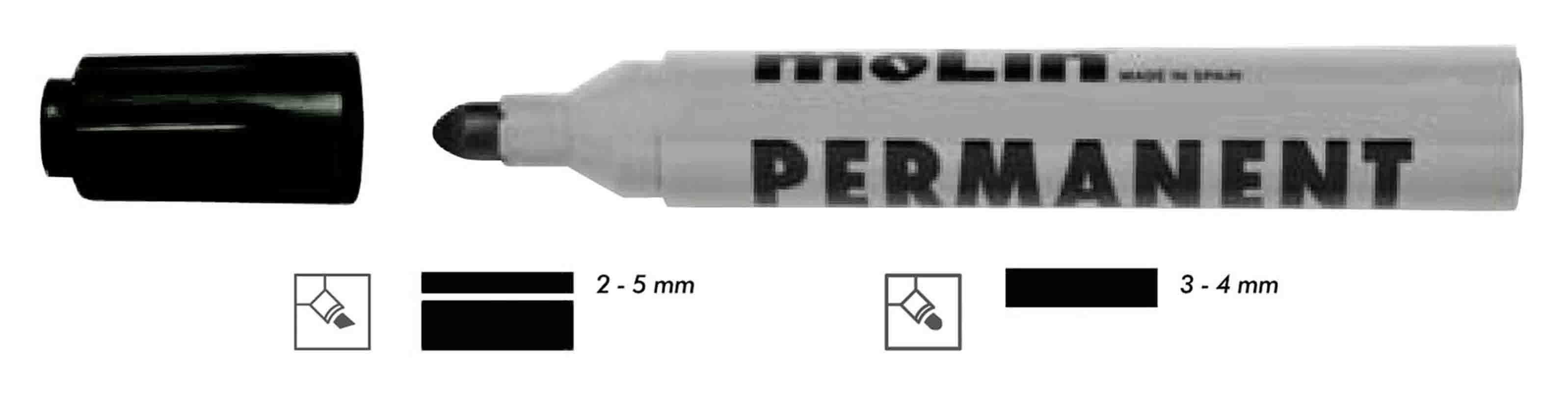 Molin Molin μαρκαδόρος ανεξίτηλος μαύρος στρόγγυλη μύτη 3-4mm 29848-09ΕΔ-2